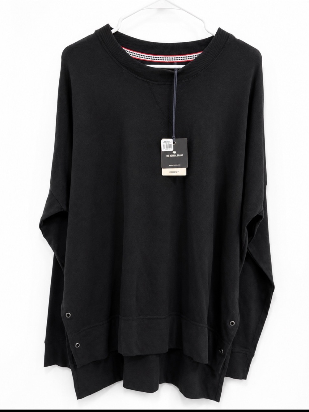 The Normal Brand Puremeso Split Side Overshirt Womens XL Black NWT $82